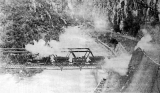 A Waihi bound train has just emerged from the south end of the tunnel